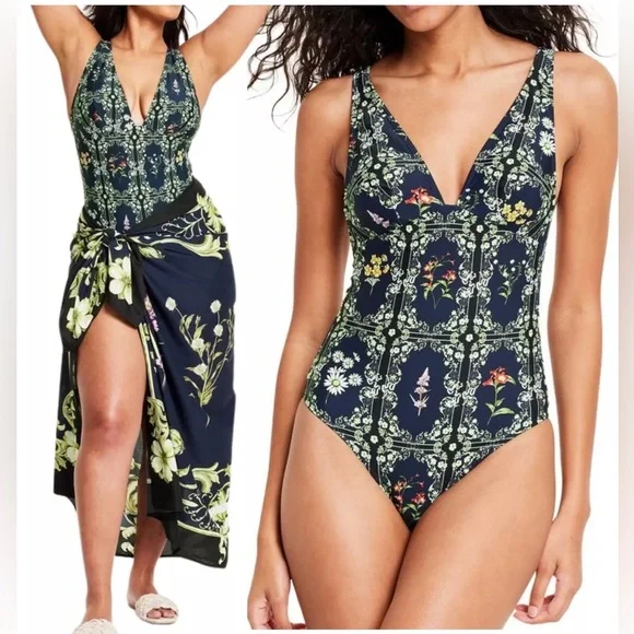 Agua Bendita X Target Dainty Floral Tile Print Cheeky One Piece Swimsuit - Picture 14 of 16